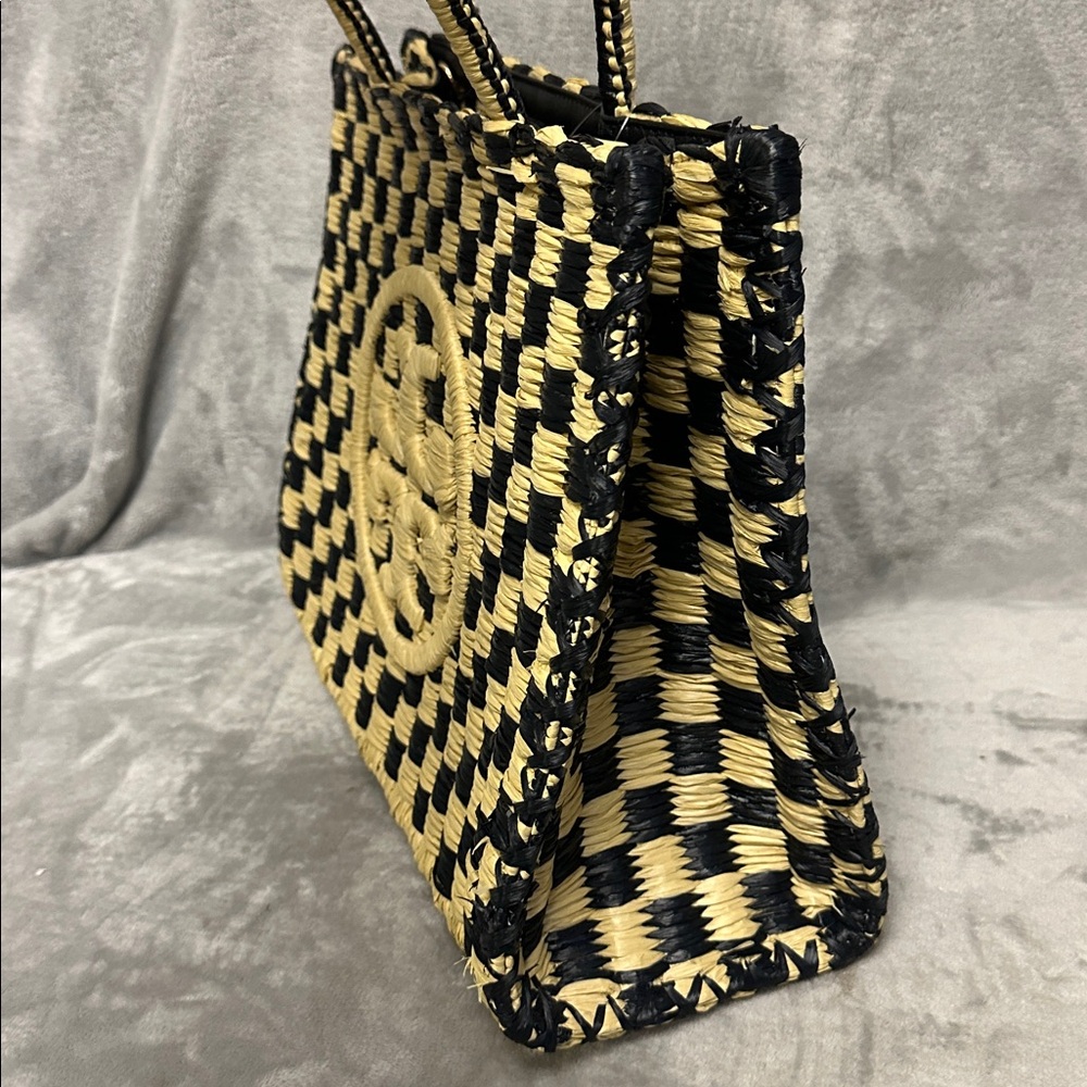 Tory Burch Ella Small Crochet Checkered Tote Bag - Picture 5 of 8